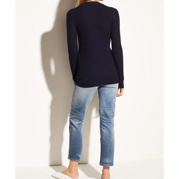 VINCE Rib Skinny Cashmere Cardigan Coastal Blue | XS - Picture 4 of 11